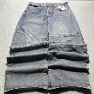 Y2K 2000s Pleated Knee Beyond Baggy Jeans Womens sz 13 34x31 Hamilton Wide Leg